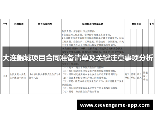 大连鲲城项目合同准备清单及关键注意事项分析